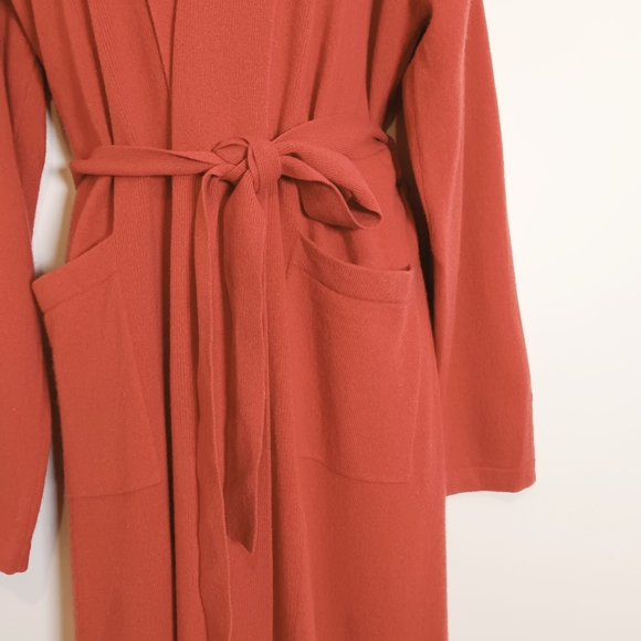 Garnet Hill Sleepwear Cashmere Blend Sweater Knit Wrap Robe Medium - Picture 3 of 8